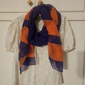 Purple and Orange Striped Scarf